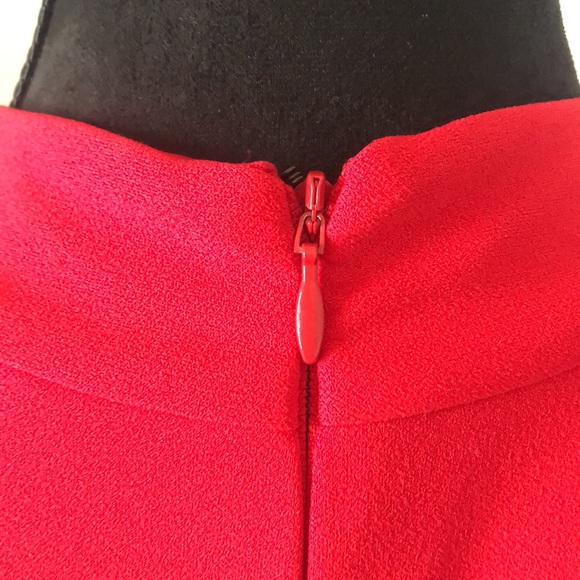 Betsy and Adam One Shoulder Red Halter Gown - Picture 4 of 7